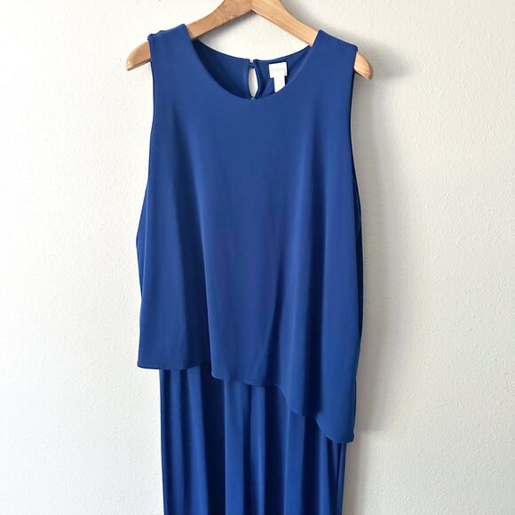 Chico's Size 4 Royal Blue Sleeveless Fly Jersey Jumpsuit Women's Plus Size 20 - Picture 3 of 12